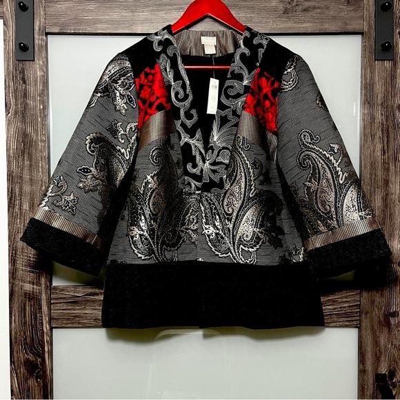 Chico's Jackets & Blazers - Chico's Patchwork Embroidered Paisley Open Front Jacket Wearable Art Statement